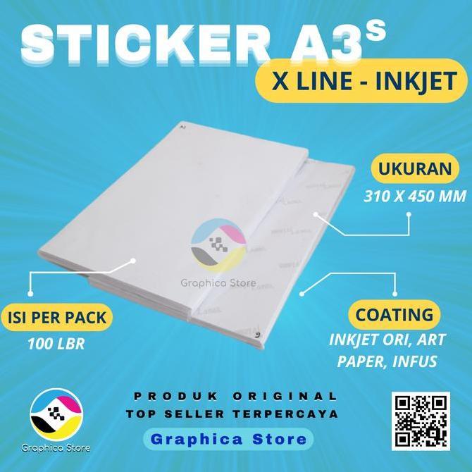 Ready Sticker Vinyl INKJET A3 s - Sticker Inkjet A3 + Aman untuk Tinta Ori Infus Art Paper XLINE A3