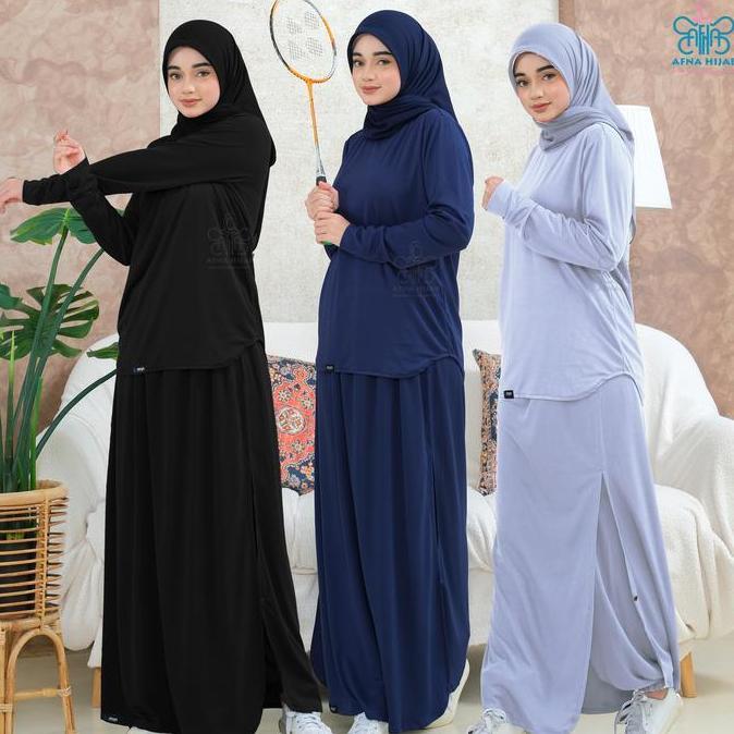 Afna Setelan Olahraga Naya Hilya Rok Celana Jogger Training Panjang Kaos Atasan Olahraga Sport Wanit