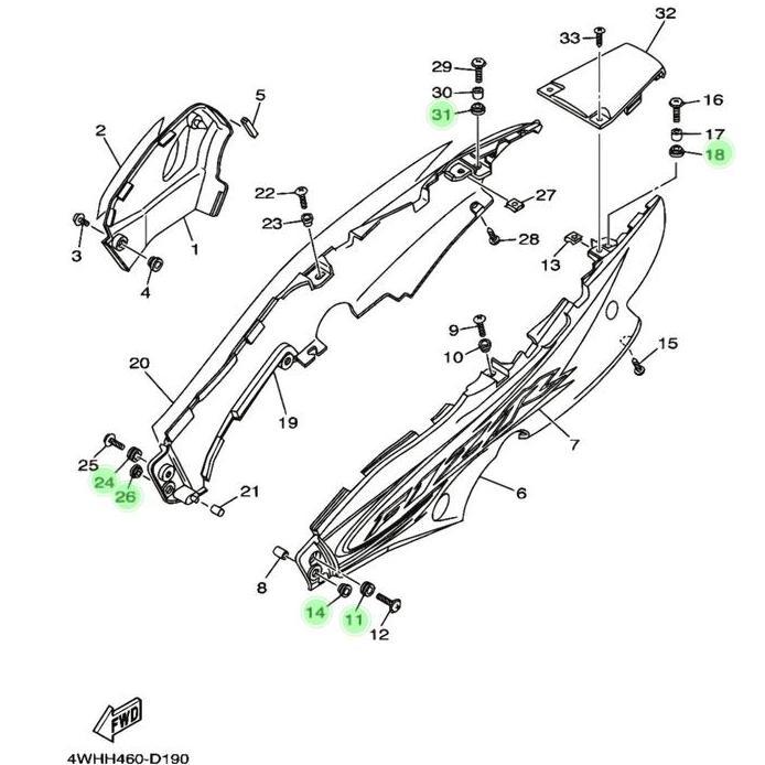 KARET GROMMET COVER BODY & SPAKBOR DEPAN BELAKANG F1ZR FIZR FORCE1 ALFA CHAMP ORIGINAL YAMAHA | 9048