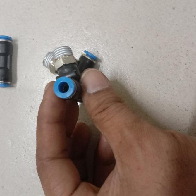 nepel T drat 1/4x6mm selang angin pneumatik T 06-02