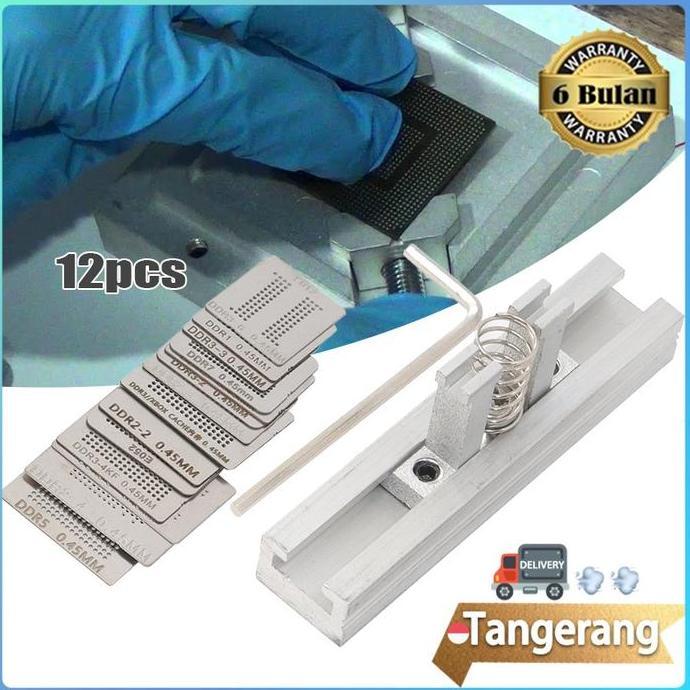 RAFENU 13pcs/Set BGA Reballing Station Cetakan Stensil Jig Stencil Universal Untuk DDR1 DDR2 DDR3