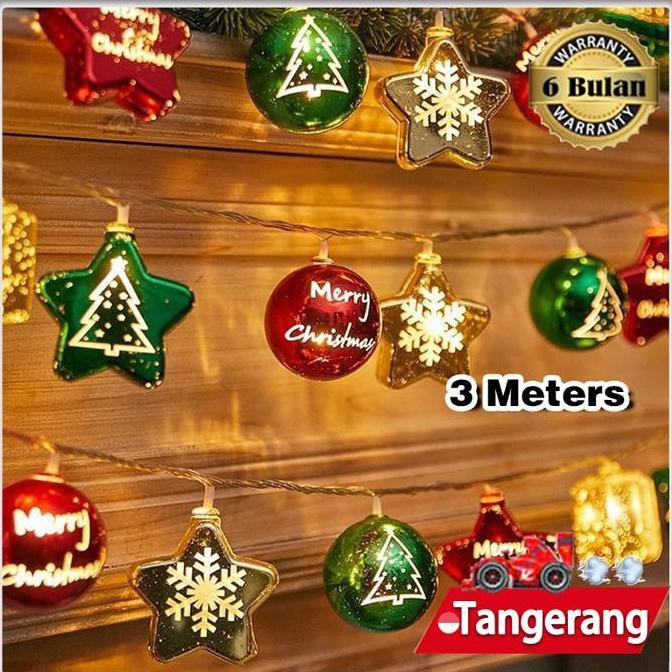 RAFENU 20pcs Lampu Dekorasi Natal 3 Meter Bola Lampu Pohon Natal Hiasan Lampu Pohon Natal