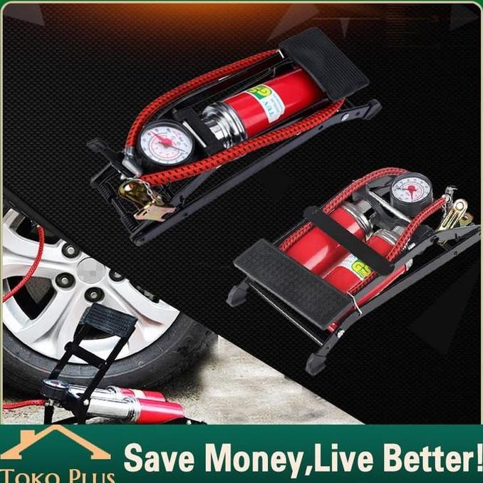 TWOVAN 2 Tabung Pompa Angin Pompa Injak Kaki Darurat Foot Pump Ban