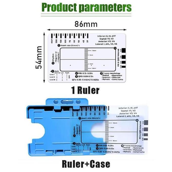 TOPFUF Penggaris EKG / ECG 7 Step Portabel Transparan, Alat Ukur & Analisis EKG untuk Tenaga Medis P