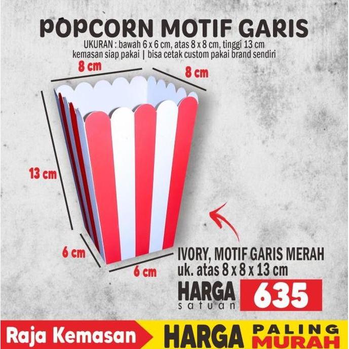 BOX POPCORN GARIS MERAH FOOD GRADE