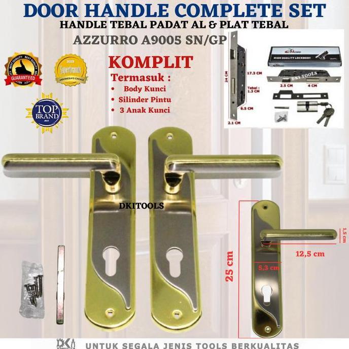 Azzurro Gagang Pintu Door Handle Gagang Kunci Pintu Rumah Besar Set Komplit A9005 - Dengan Body Kunc