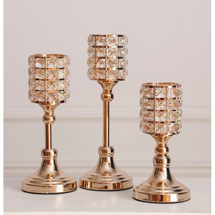 Tempat Lilin Kristal Meja Makan Mewah / Elegant Crystal Standing Candle Holder / Tempat Lilin Mewah 