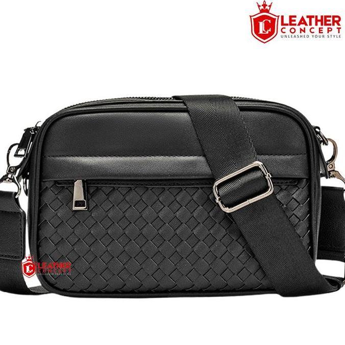 Leather Concept TONIE Tas Selempang Pria Kulit Tas Kulit Cowok Tas Pria Tas Jalan hitam cowok
