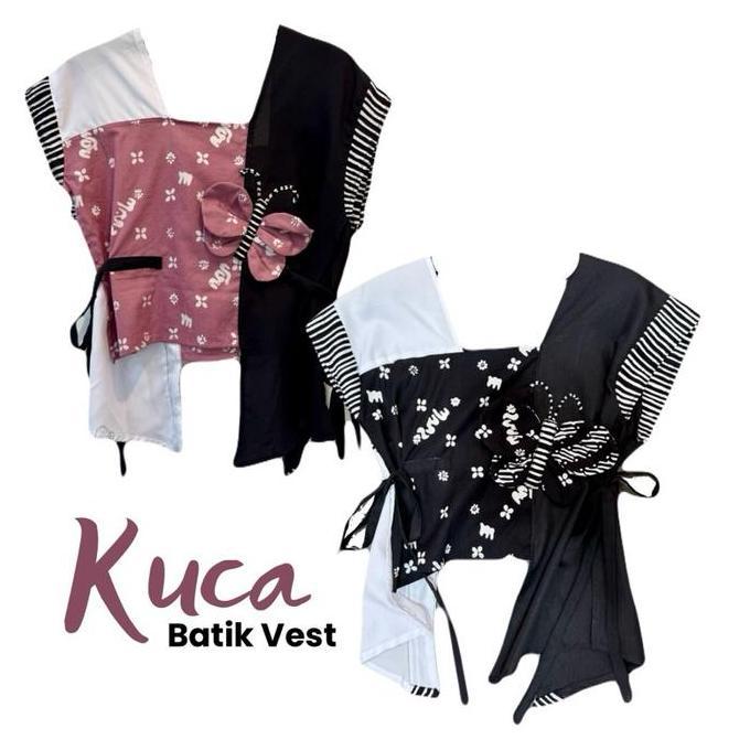 KUCA BATIK VEST - Convertible Vest Batik Unik dengan Aplikasi Kupu-Kupu 3D Handmade Outer Wanita All