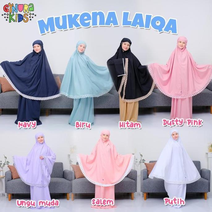 Mukena Laiqa Anak dan Dewasa by Gynura Kids Bahan Katun Polymicro BM
