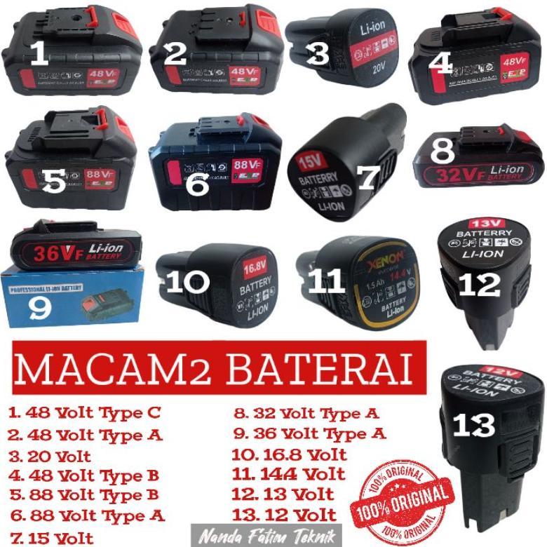 TERBARU 2026 Baterai 12 v 13 v 15 v 20 v 25v 36 v 42 v 48 v bisa untuk merk UCHIHA JLD HYUGA Dan mer
