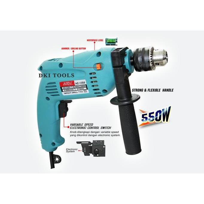 Mesin Bor Impact Drill Listrik Set 13Mm Aizu Az1350 Box Pvc