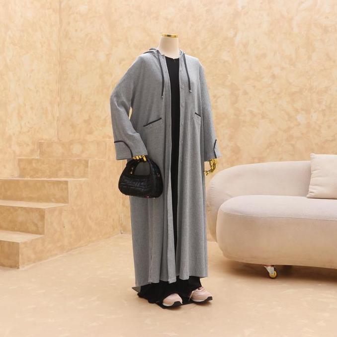 Nusseyba - Xavia Long Outer - Cardigan Simple Frea Knit - Atasan Basic Panjang - Wanita Muslimah Sya