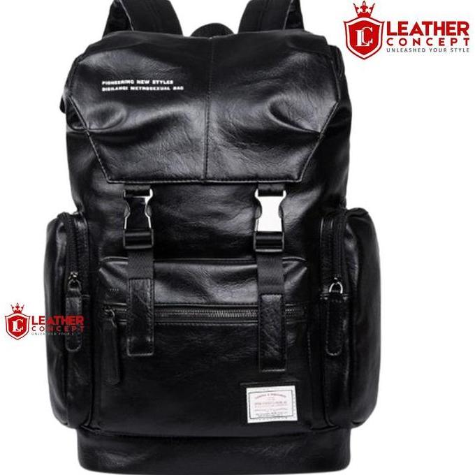 Leather Concept ROMEO Tas Ransel Kulit Pria Backpack Kulit Pria Tas Sekolah Tas Pria hitam