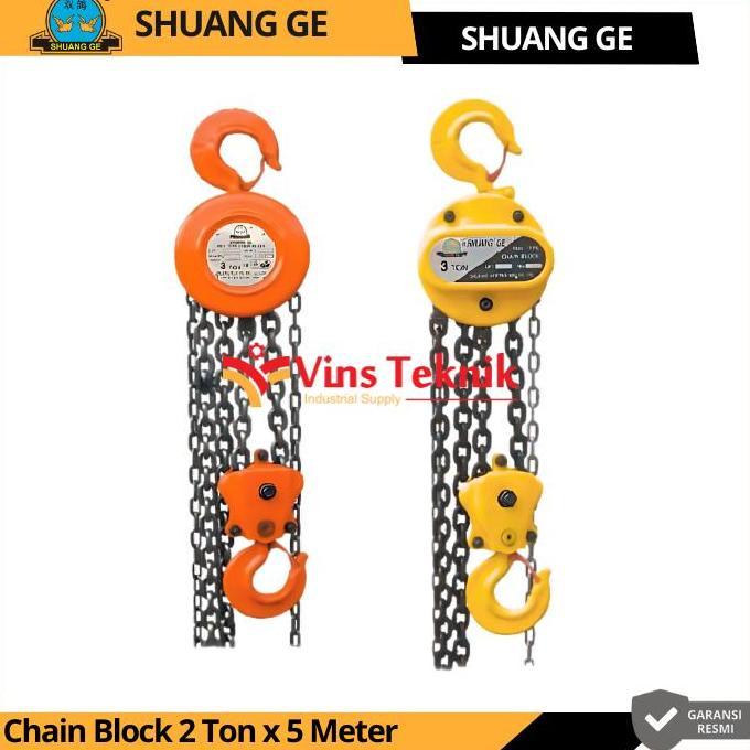 SHUANG GE Chain Block Chain Hoist Takel 2 TON X 5 METER