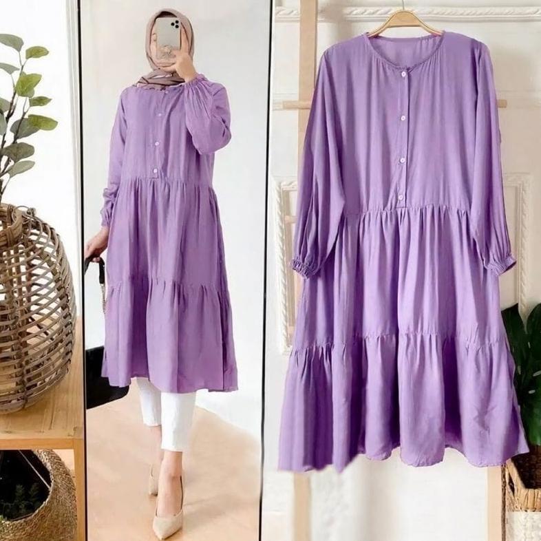 Zyva Tunik Rayon Twill Premium// Tunik Rempel Susun//Size Mlxl Siap Kirim