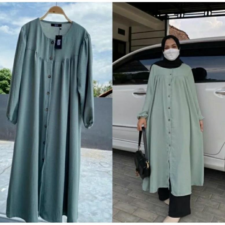 Airflow Crincle Long Tunik Basic Oversize Tunik Polos Jumbo Super Sale Ramadhan
