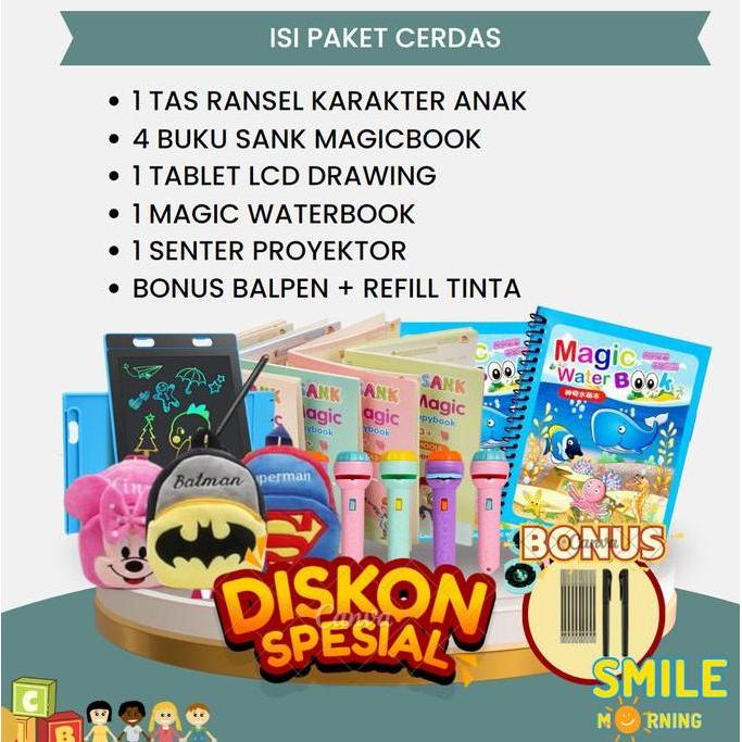 Termurah / Hot Sale (Bisa Cod) Paket Cerdas - Mainan Edukasi Belajar Anak Tas Ransel Karakter Toy Sa