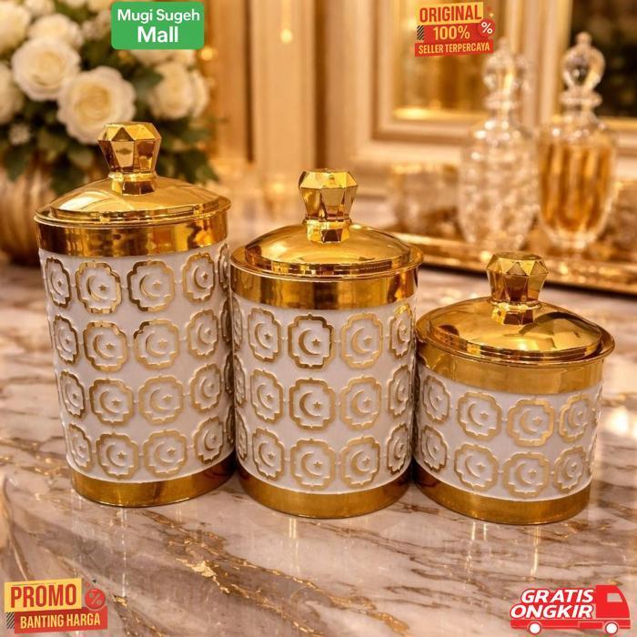 Viral Toples Sultan Set Isi 3 Toples Kue Kering Lebaran Mewah Elegan Cantik