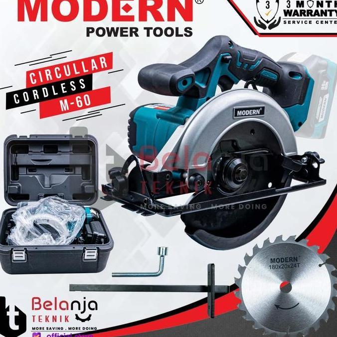 Modern Mesin Gergaji Potong Kayu M-60 Cordless Circular Saw 20 V M60