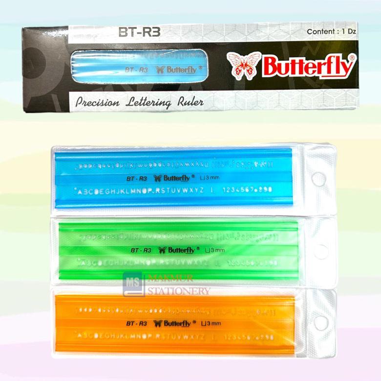Penggaris Plastik/Mistar Plastik Huruf Butterfly Bt R3