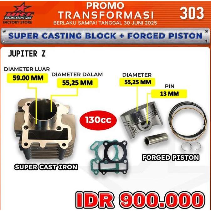 Murah Promo 303 Paket Bore Up Brt Jupiter Z Vega R New 110 Blok Piston 55.25Mm 5Tp