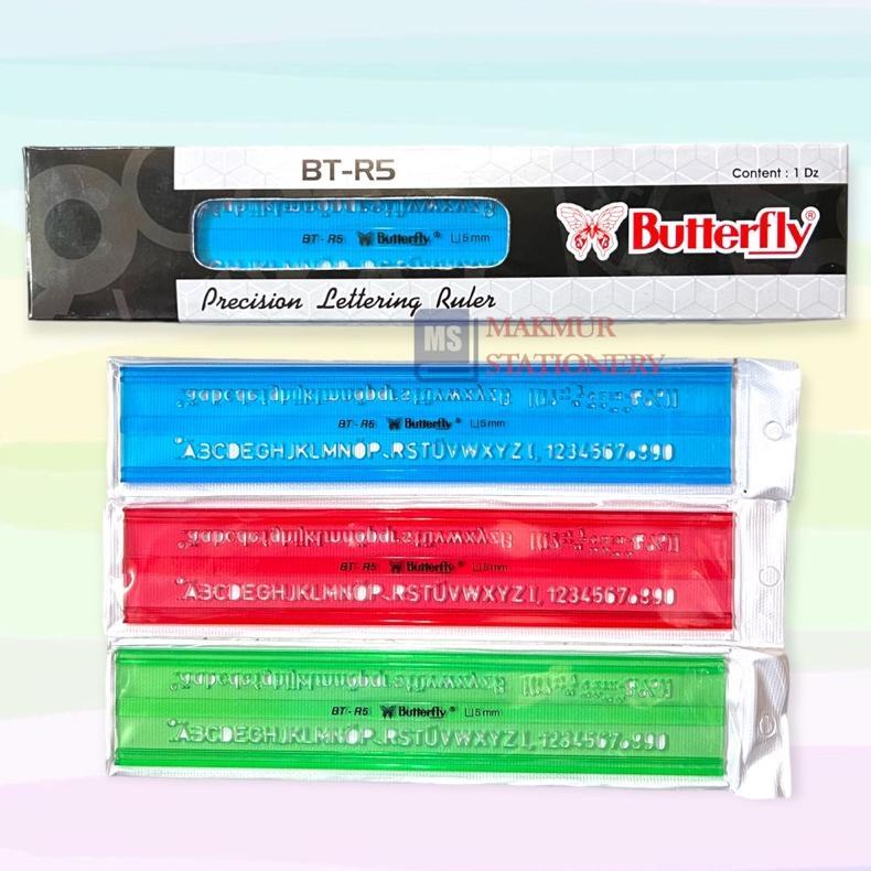 Penggaris Plastik/Mistar Plastik Huruf Butterfly Bt R5