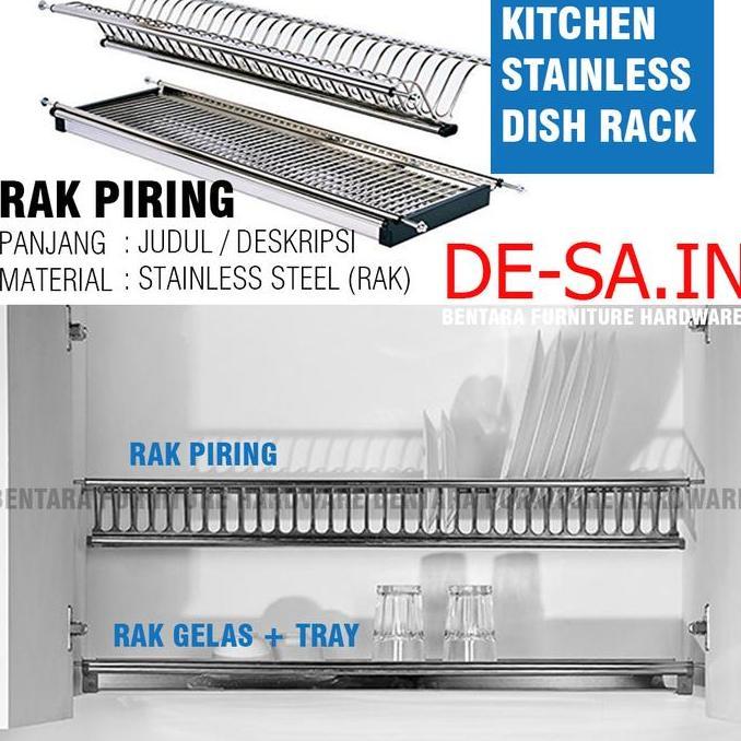 Rak Piring Gelas Stainless 90CM - Rak Dapur