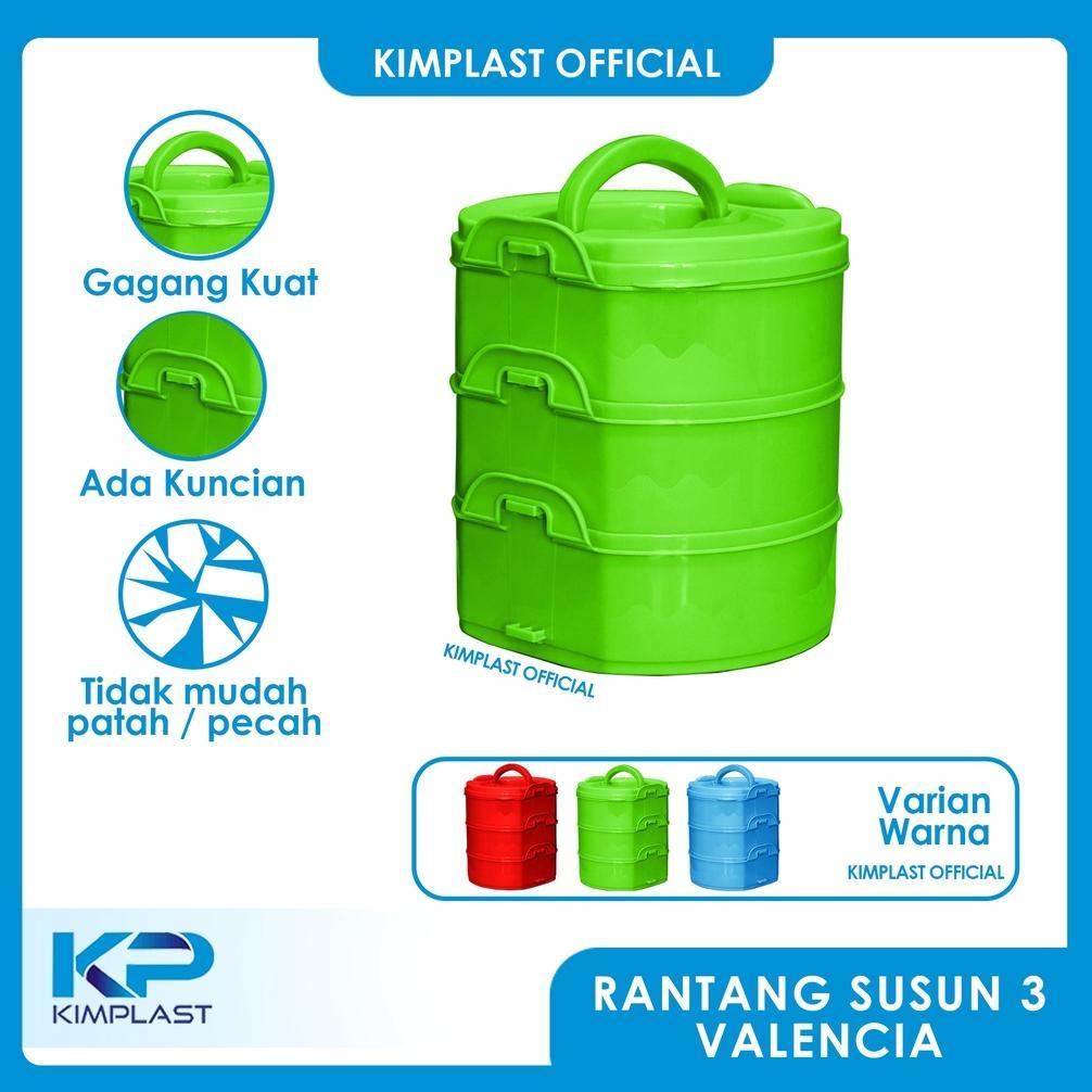 HOT DEALS KIMPLAST RANTANG VALENCIA Susun 3/ Rantang susun 3 plastik / Rantang susun 3 / rantang sus