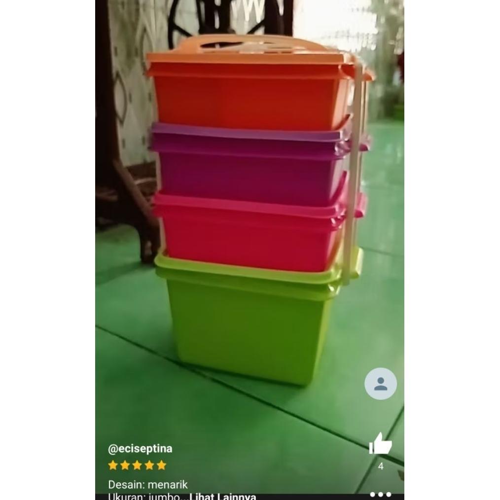 BIG PROMO Marvelashop | Rantang Piknik Jumbo 4 Susun Plastik Tebal