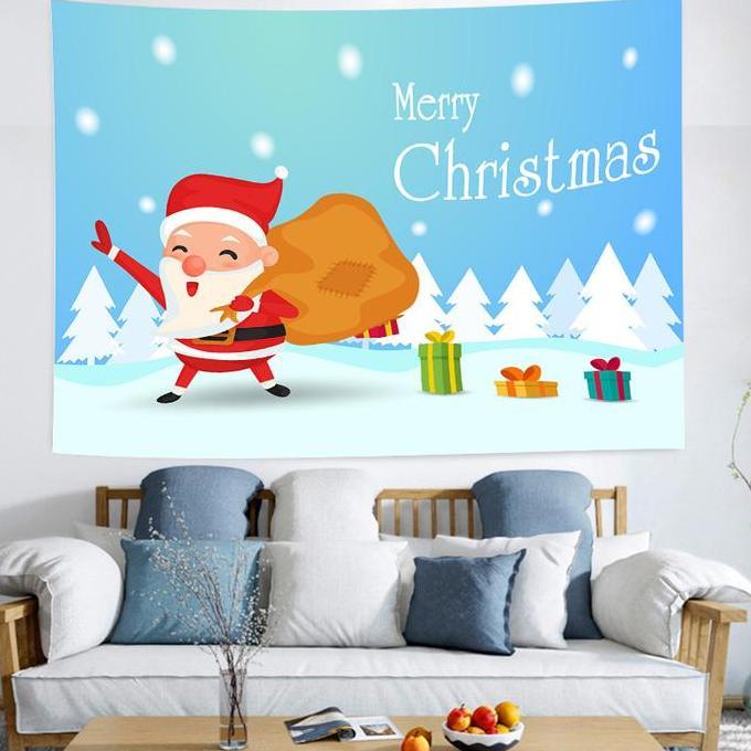 Gorden Latar Dekorasi Natal Gaya Eropa-Amerika Kain Gantung Batik untuk Gadis Modis Kamar Tidur Ruan