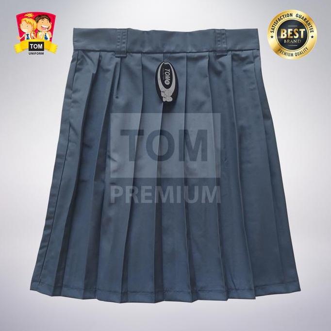 Seragam TOM - Rok SMA Rempel Pendek Abu (Tanpa Karet)