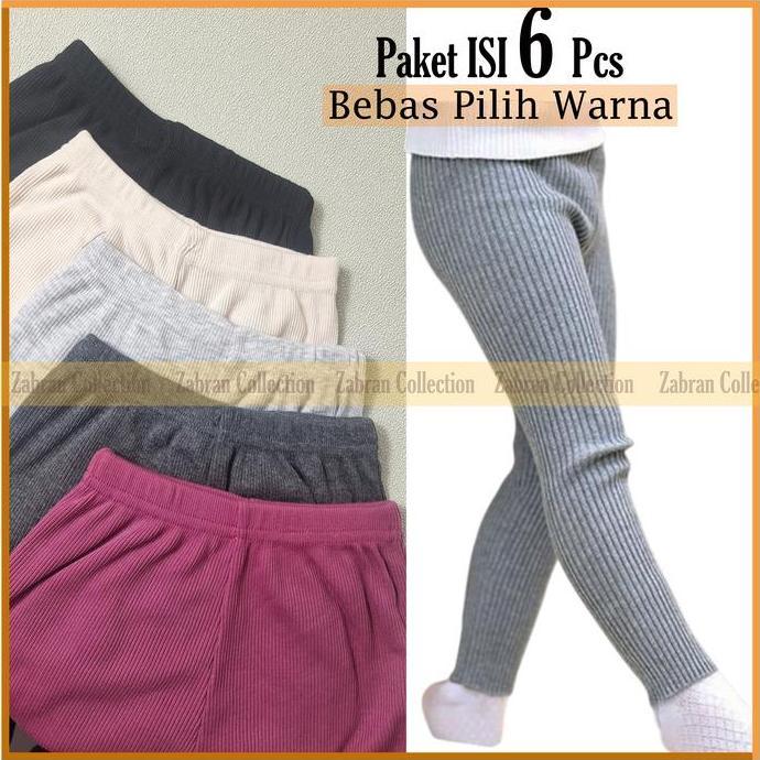 Paket Hemat Isi 6 pcs Legging Anak Rib Knite Premium / Legging Bayi Rajut / Babby Legging / Legging 