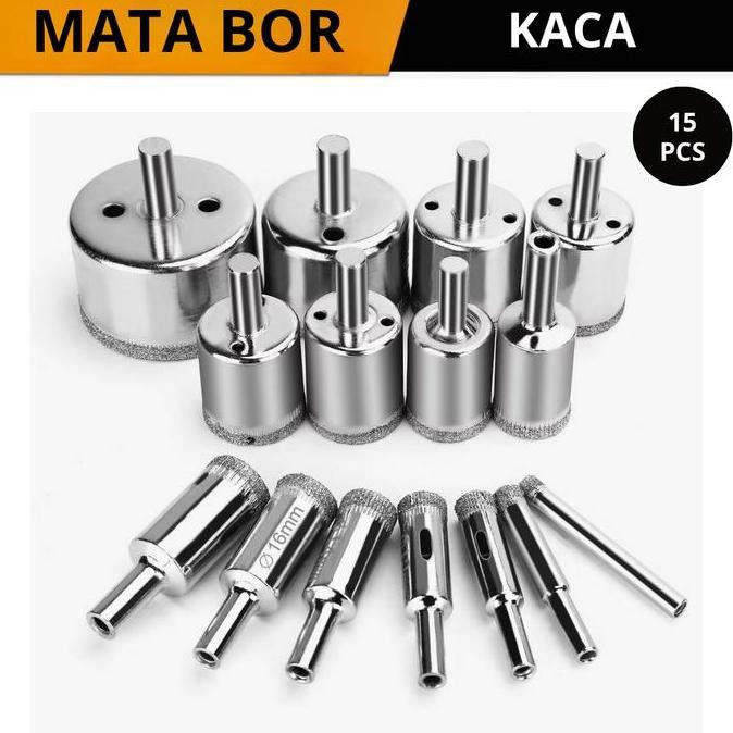 CHIYAQU Mata Bor Kaca Hole Saw Pelubang Kaca Set Glass opener Achrilic