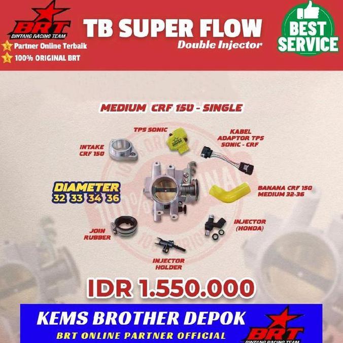 ZISIMAHE TB BRT THROTTLE BODY CRF BRT ORIGINAL 100% SUPERFLOW DOUBLE INJECTOR MOTOR