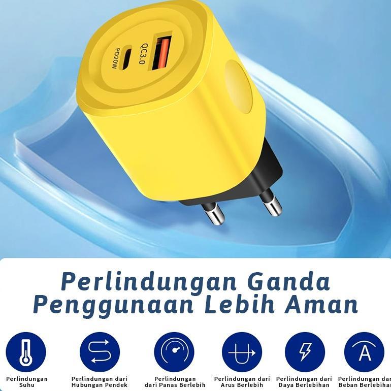 NEW PRODUCT Steker pengisi daya ponsel 20W pengisi daya super cepat 2-in-1 antarmuka ganda adaptor p