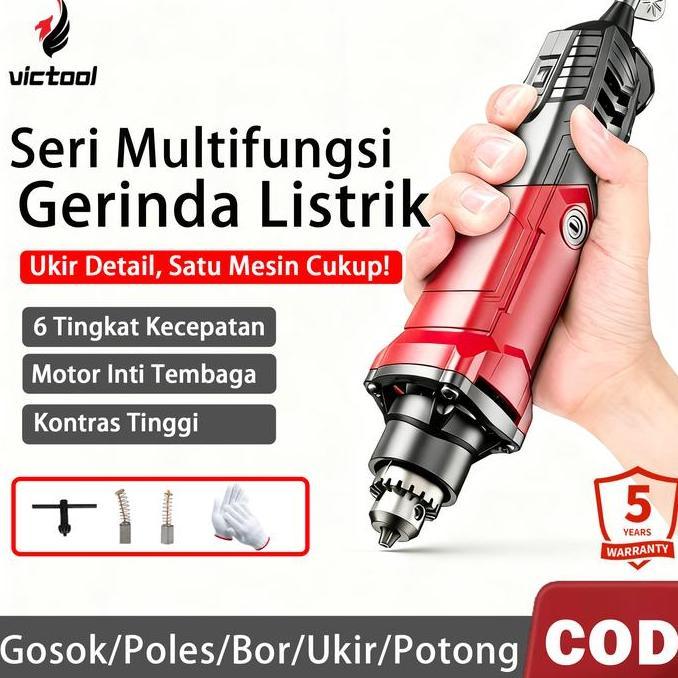 LYNVIOND Victool Bor Ukir Grafir Mini 3200W 6 Kecepatan Variabel Motor Tembaga Murni Penggiling List