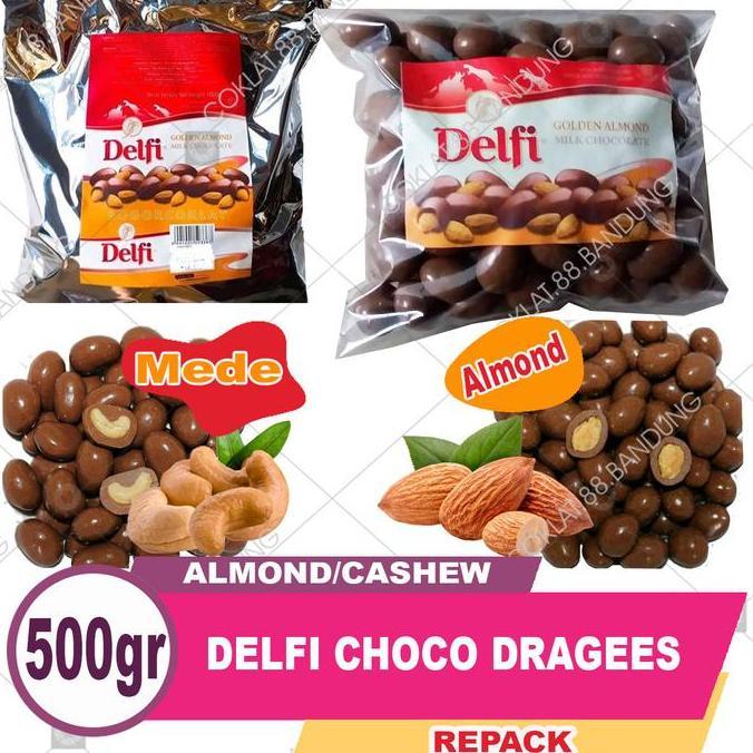 Grevansandi - Delfi Almond Mede 500gr Choco Dragees Coklat Lebaran Isi Parcel Hampers