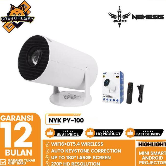 Mini Smart Projector NYK PY-100 200 ANSI Lumens HD 720P - Mini LCD Projector NYK Smart Android PY 10