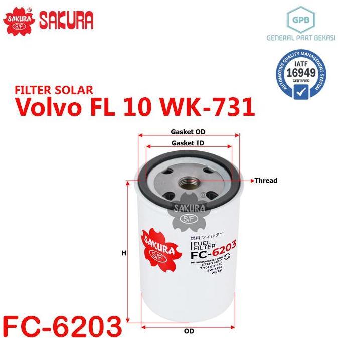 Filter Solar Volvo Fl 10 Wk-731 Sakura Fc-6203 Fc6203