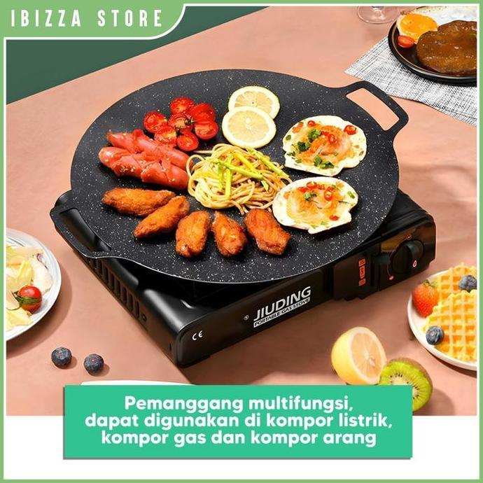 Altwood- Panggangan Korea Grill Pan Bulat Datar Bbq /Wajan Bulat Anti Lengket 28 30 32 34Cm Alat Tef