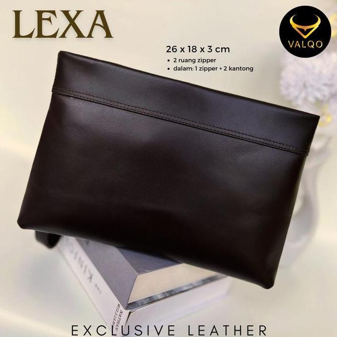 VALQO LEXA Clutch kulit Sapi Motif Batik Pouch Kulit Handbag Wanita Pria Tas Tangan