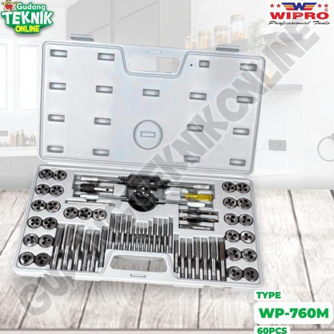 CEFRUCHE Hand Tap Die 1 SET 60Pcs WIPRO WP760M / Alat Snai Snei Senai Tap Ulir 60 Pcs WP760M WIPRO