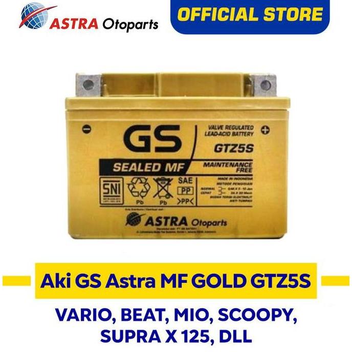 Aki Motor GS ASTRA Gold GTZ5S GTZ 5S Honda Beat Maintenance Free