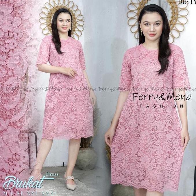 Hadirpopuler- Dress Brokat Pendek Wanita Pesta Dress Kondangan Dress Natal Kebaya Modern Wanita