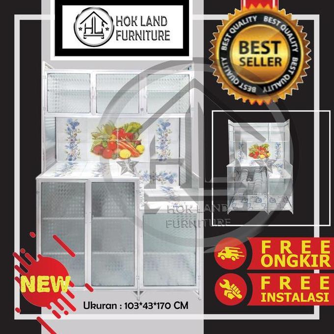 HANYA JABODETABEK Rak Lemari Tempat Piring Kaca Almunium 3 tu Minimalis Murah /81