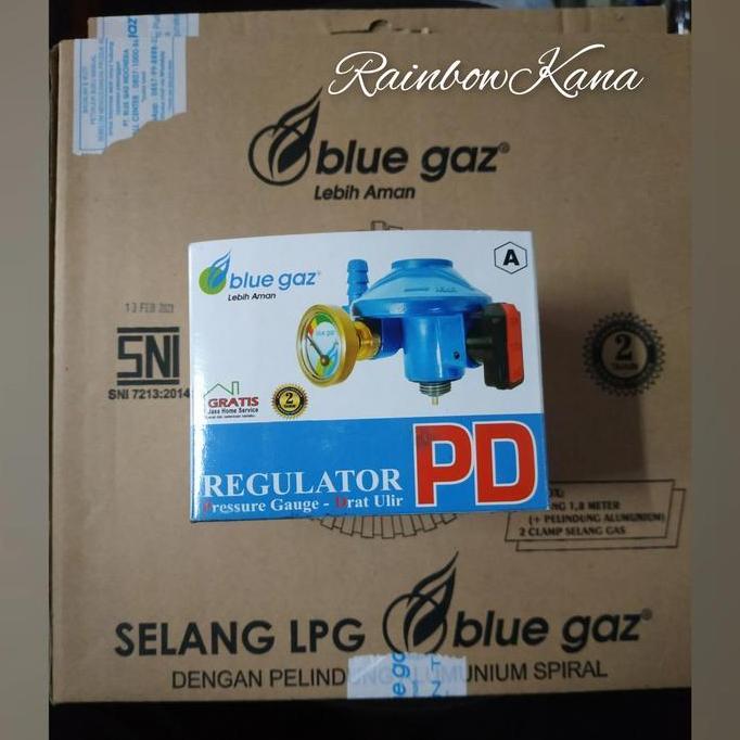 Regulator Blue gaz PD + selang LPG gas alumunium SNI + clamp gas