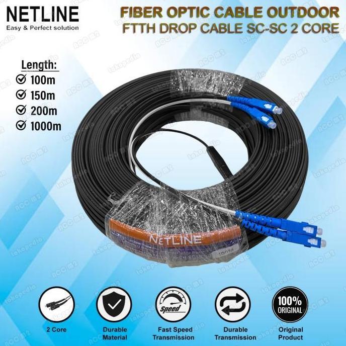 NETLINE KABEL FO Fiber Optic 2 Core SC UPC Outdoor 100 150 200  METER