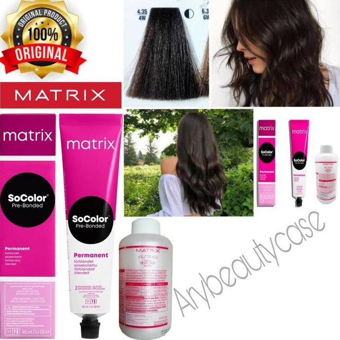 Matrix socolor cat rambut + oxidant pewarna Warm dark brown 4.35 4W