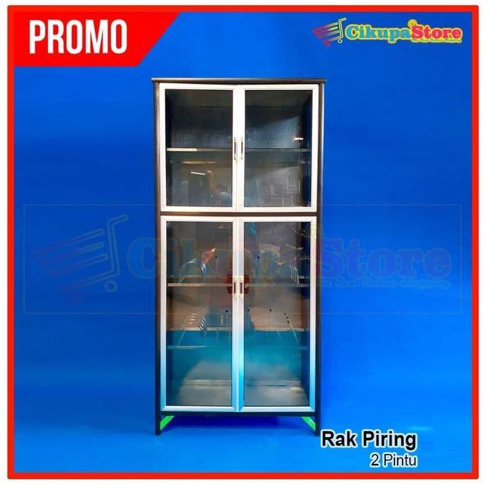 Lemari Piring Aluminium 2 tu Kaca Kaca Riben Tiang rna LPS 809-80